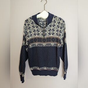Vintage Daniel David Fair Isle Sweater – Zip Mock Neck – Size Small